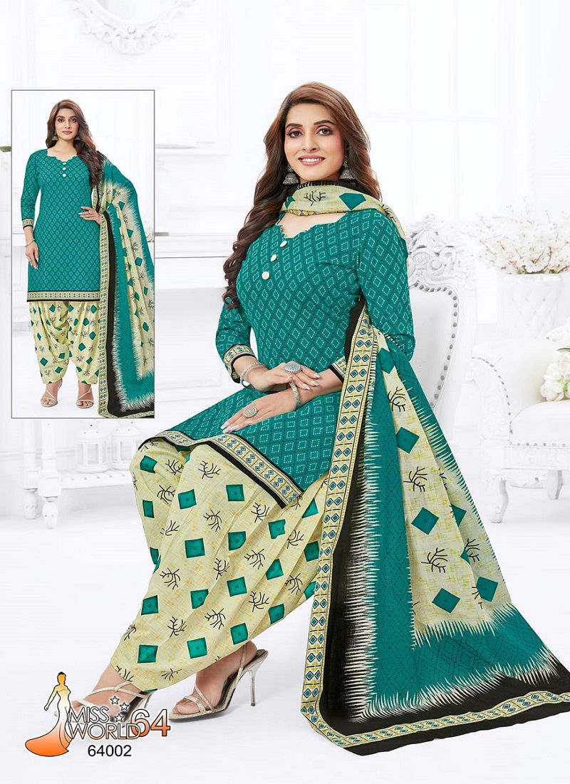 Devi Miss World 64 Wholesale Printed Cotton Dress Material Catalog
